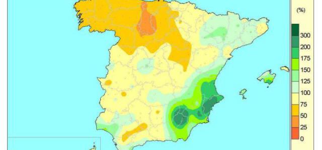 Valor medio nacional de las precipitaciones acumuladas desde el pasado 1 de octubre hasta el 9 de mayo de 2017